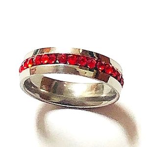 Cheapest Price 8mm Stainless Steel Red Ruby Colored Women's Wedding Rings‎